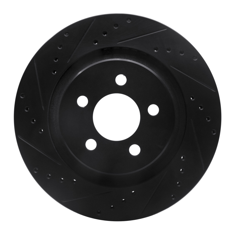 Jeep Liberty Brake Rotor (1) - Front Left - R1 Concepts - Drilled & Slotted - Black - `11-`12